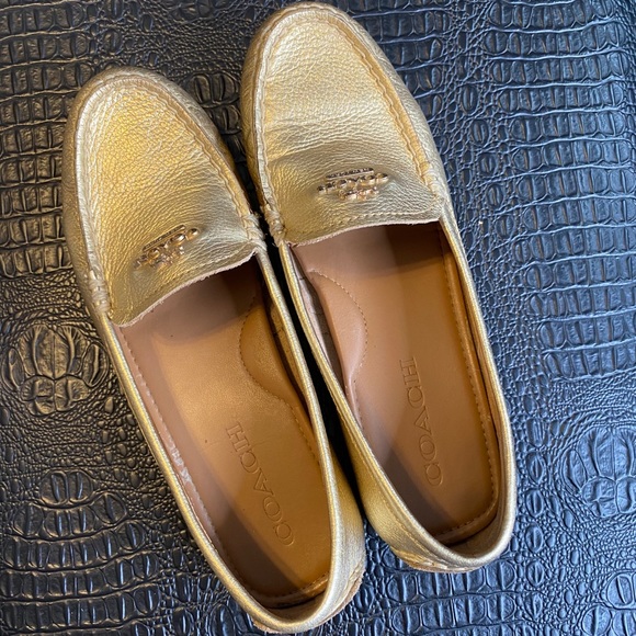 COACH Gold Mary Lock Up Loafers - Picture 6 of 10